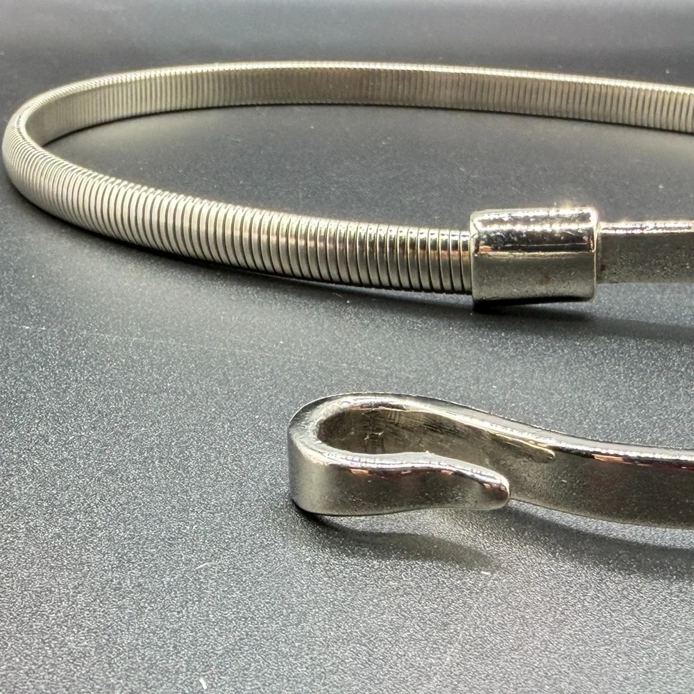 Silver Tone Flexible Snake Chain Necklace Hook Clasp Modern Minimalist Gift